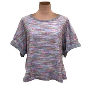 Anthropologie Saturday Sunday Top Size XL Multicolored Rainbow Knit Pullover